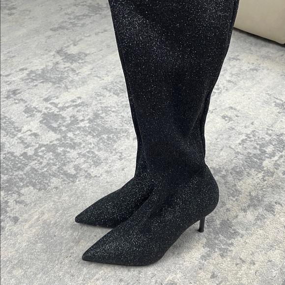 NIB Giuseppe Zanotti Stretch Glitter Over The Knee Boots Black Sz 36 - Picture 7 of 16